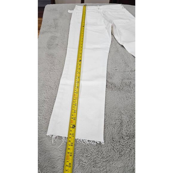 Topshop Straight Leg White Jeans, Raw Frayed Hem, Gold Rivets, Sz 8, NWT - Picture 8 of 12